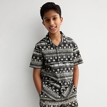 Boys 8-20 Sonoma Goods For Life® Short Sleeve Woven Poplin Button-Down Shirt in Regular & Husky