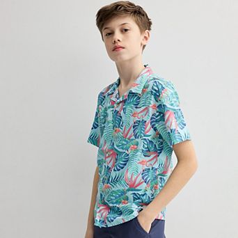 Boys 8-20 Sonoma Goods For Life® Short Sleeve Woven Poplin Button-Down Shirt in Regular & Husky