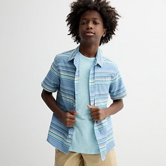 Boys 8-20 Sonoma Goods For Life® Short Sleeve Woven Poplin Button-Down Shirt in Regular & Husky
