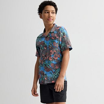 Boys 8-20 Sonoma Goods For Life® Short Sleeve Woven Poplin Button-Down Shirt in Regular & Husky