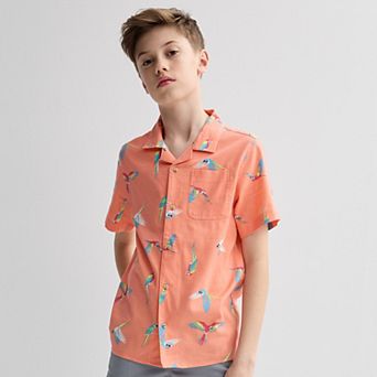 Boys 8-20 Sonoma Goods For Life® Short Sleeve Woven Poplin Button-Down Shirt in Regular & Husky