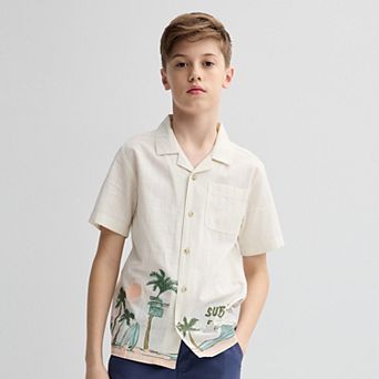 Boys 8-20 Sonoma Goods For Life® Short Sleeve Woven Poplin Button-Down Shirt in Regular & Husky