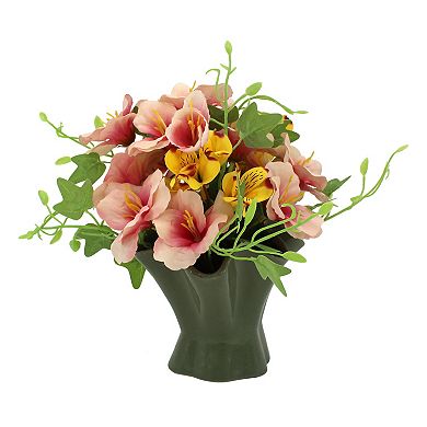 Artificial Mix Botanical in Green Ruffle Container