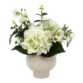 Artificial Mix Hydrangea Arrangement in Round Vase