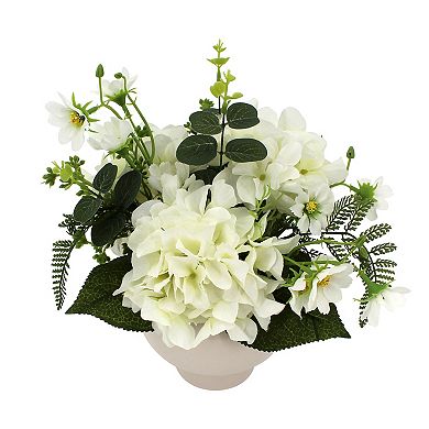 Artificial Mix Hydrangea Arrangement in Round Vase