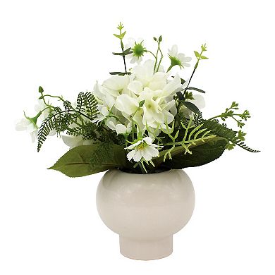 Artificial Mix Hydrangea Arrangement in Round Vase