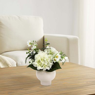 Artificial Mix Hydrangea Arrangement in Round Vase