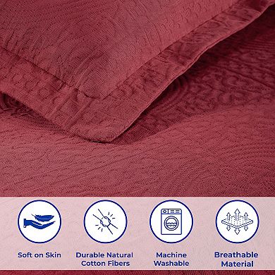 SUPERIOR Cotton Fleur De Lis All-Season Bedspread Set with Shams