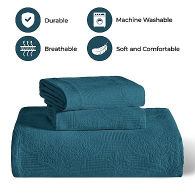 SUPERIOR Florin Cotton Matelasse Bedspread Set with Shams