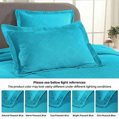 SUPERIOR Geometric Fret Cotton Jacquard Matelasse Bedspread Set with Shams