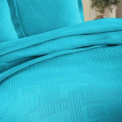 SUPERIOR Geometric Fret Cotton Jacquard Matelasse Bedspread Set with Shams