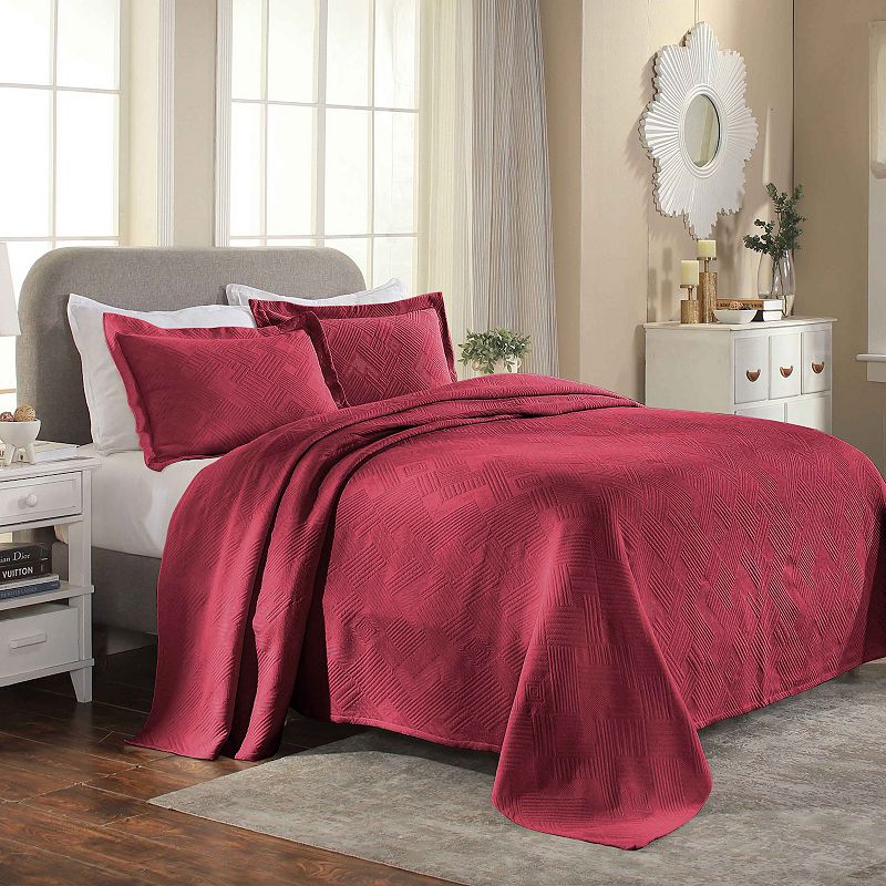 UPC 190052083707 product image for SUPERIOR Geometric Fret Cotton Jacquard Matelasse Bedspread Set with Shams, Red | upcitemdb.com