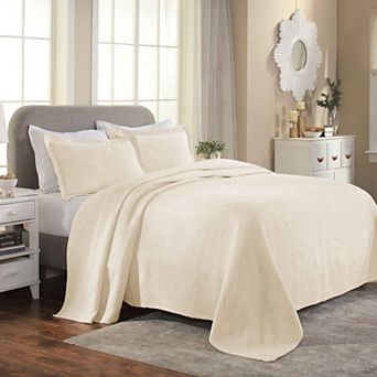 SUPERIOR Geometric Fret Cotton Jacquard Matelasse Bedspread Set with Shams