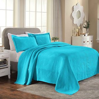 SUPERIOR Geometric Fret Cotton Jacquard Matelasse Bedspread Set with Shams