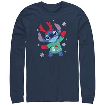 Disney's Lilo & Stitch Christmas Sweater Stitch Big & Tall Long Sleeve Graphic Tee