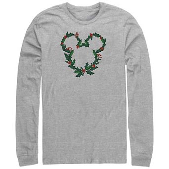 Disney's Mickey Mouse Christmas Wreath Design Big & Tall Long Sleeve Graphic Tee