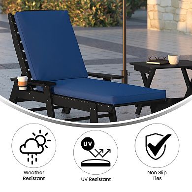 Merrick Lane Outdoor Patio Water-resistant Chaise Lounge Cushion With Foam