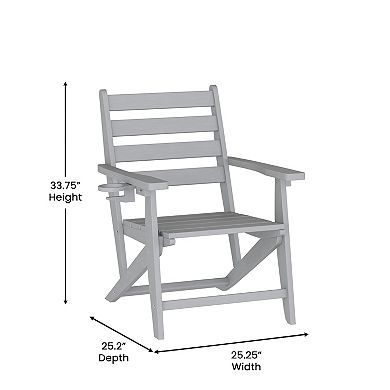 Merrick Lane All Weather Adirondack Table And 4 Chairs With Cupholders