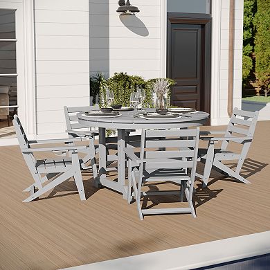 Merrick Lane All Weather Adirondack Table And 4 Chairs With Cupholders
