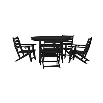 Merrick Lane All Weather Adirondack Table And 4 Chairs With Cupholders