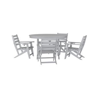 Merrick Lane All Weather Adirondack Table And 4 Chairs With Cupholders