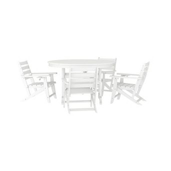 Merrick Lane All Weather Adirondack Table And 4 Chairs With Cupholders