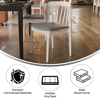 Emma And Oliver Solid Wood Dining Chair With Vinyl Padded Seat - Set Of 2