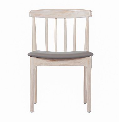Emma And Oliver Solid Wood Dining Chair With Vinyl Padded Seat - Set Of 2