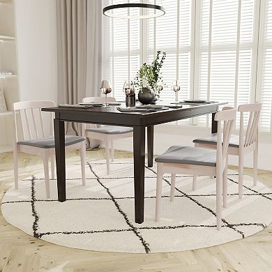 Emma And Oliver Solid Wood Dining Chair With Vinyl Padded Seat - Set Of 2