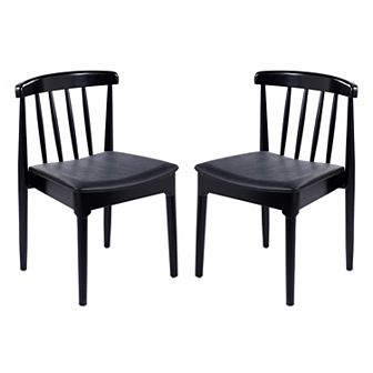 Emma And Oliver Solid Wood Dining Chair With Vinyl Padded Seat - Set Of 2