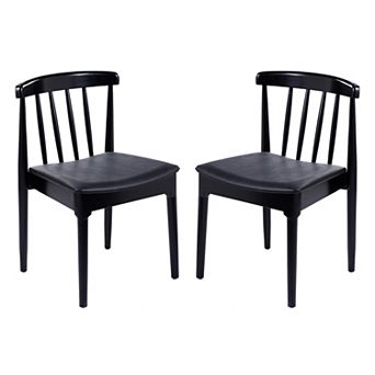 Emma And Oliver Solid Wood Dining Chair With Vinyl Padded Seat - Set Of 2