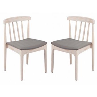 Emma And Oliver Solid Wood Dining Chair With Vinyl Padded Seat - Set Of 2