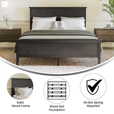Merrick Lane Solid Wood Platform Bed Frame With Slat Bottom, Head/footboards