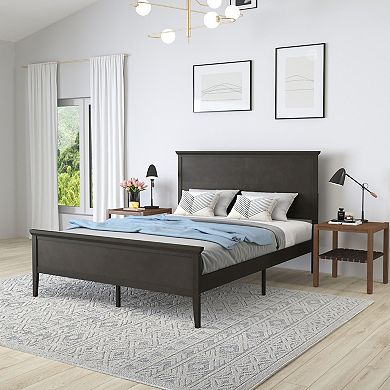 Merrick Lane Solid Wood Platform Bed Frame With Slat Bottom, Head/footboards