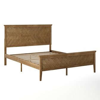 Merrick Lane Solid Wood Platform Bed Frame With Slat Bottom, Head/footboards