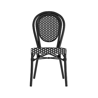 Merrick Lane 2 Pack Bistro Chair With Pe Rattan Seat And Metal Frame