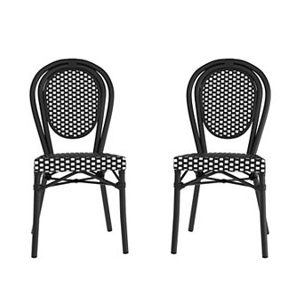 Merrick Lane 2 Pack Bistro Chair With Pe Rattan Seat And Metal Frame