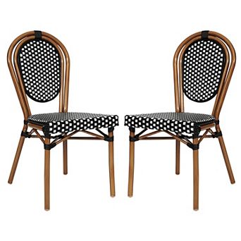 Merrick Lane 2 Pack Bistro Chair With Pe Rattan Seat And Metal Frame