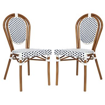 Merrick Lane 2 Pack Bistro Chair With Pe Rattan Seat And Metal Frame