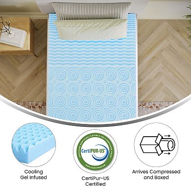 Emma And Oliver Cooling Gel Infused Memory Foam Mattress Topper With 5-zone Support