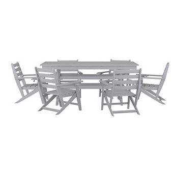 Merrick Lane All Weather Adirondack Table And 6 Chairs With Cupholders