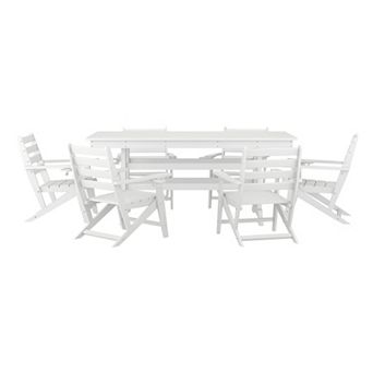 Merrick Lane All Weather Adirondack Table And 6 Chairs With Cupholders