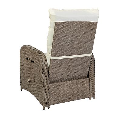 Merrick Lane 2pk Indoor/outdoor Patio Wicker Rattan Recliner Chairs With Tables