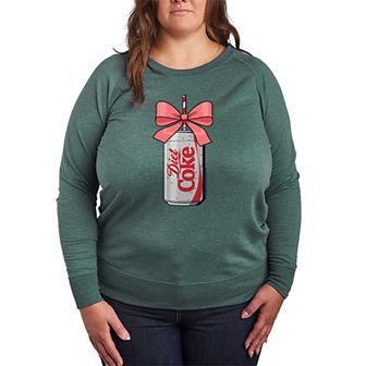 Plus Size Diet Coke Can Bow French Terry Long Sleeve Tee