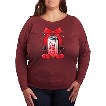 Plus Size Coca-Cola Cherry Can Bow French Terry Long Sleeve Tee