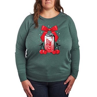 Plus Size Coca-Cola Cherry Can Bow French Terry Long Sleeve Tee