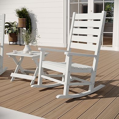 Merrick Lane 3pc Set With 2 Rocking Chairs And End Table For Indoor/outdoor Use