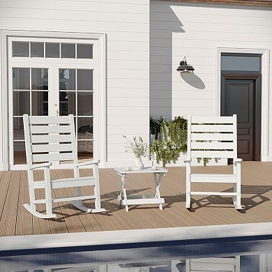 Merrick Lane 3pc Set With 2 Rocking Chairs And End Table For Indoor/outdoor Use
