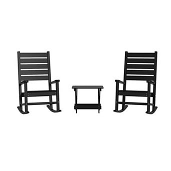 Merrick Lane 3 pc Set With 2 Rocking Chairs And End Table For Indoor/outdoor Use