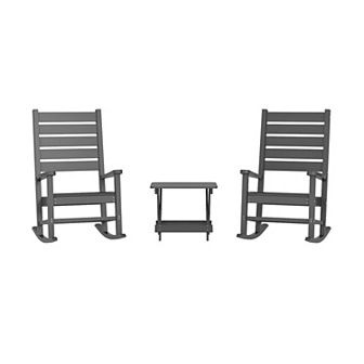 Merrick Lane 3 pc Set With 2 Rocking Chairs And End Table For Indoor/outdoor Use
